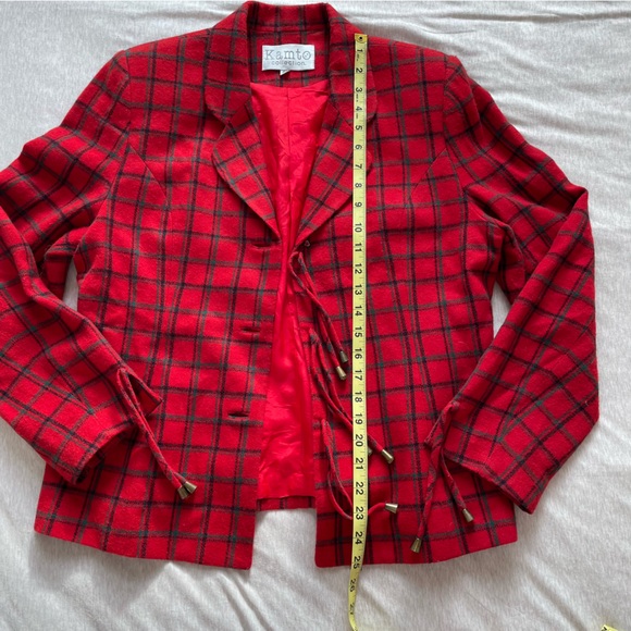 Kamto Red Plaid Wool Blazer - Picture 3 of 4